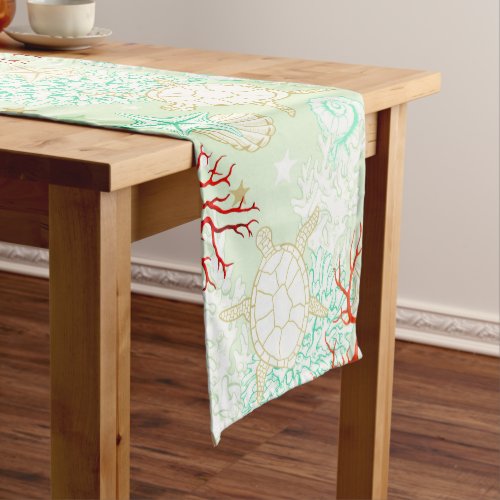 Coastal style beautiful turquoise red coral medium table runner