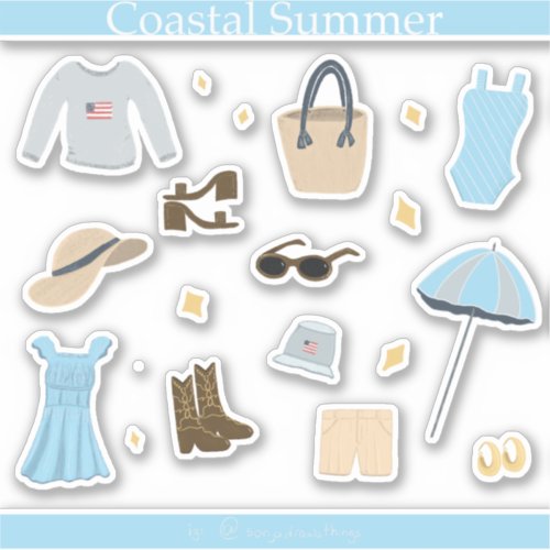 Coastal Summer Aesthetic Sticker Sheet