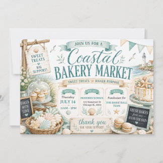 Coastal Summer Beach Bakery Market Bake Sale Invitation