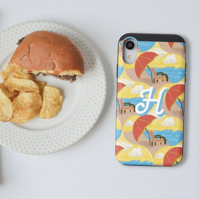 Coastal Summer Beach Chair Illustrated Pattern Uncommon iPhone Case (Creator Uploaded)