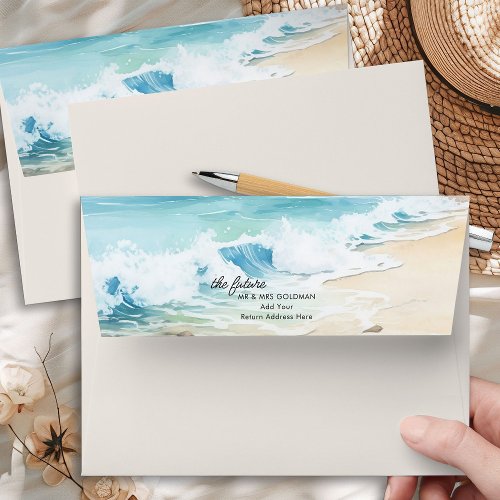 Coastal Summer Beach Wedding Invitation Cream Envelope