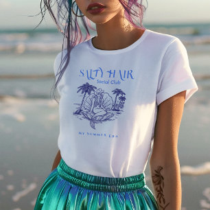 Coastal Summer Blue Mermaid Cowgirl Birthday T-Shirt