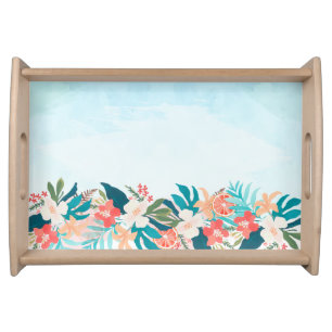 Coastal Summer Citrus & Floral Watercolor Serving Tray
