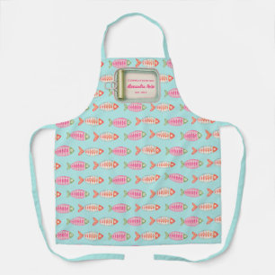 Coastal Summer Fish Tin Custom Name Apron