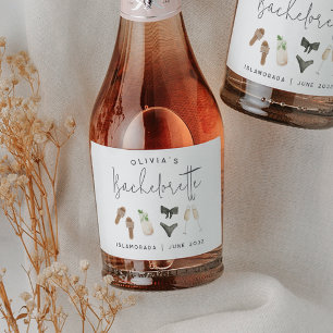 Coastal Summer Neutrals Bachelorette Party Sparkling Wine Label