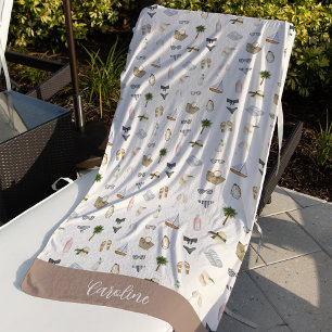 Coastal Summer Personalized Bachelorette Party Beach Towel
