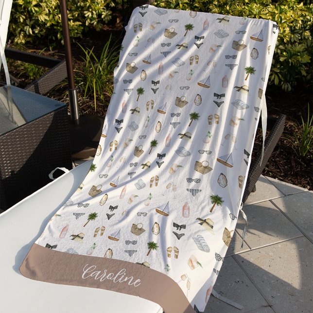 Coastal Summer Personalized Bachelorette Party Beach Towel (Creator Uploaded)