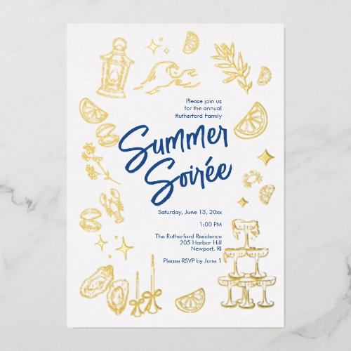 Coastal Summer Soirée Foil Invitation