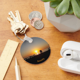 Coastal Summer Sunset Silhouette Keychain