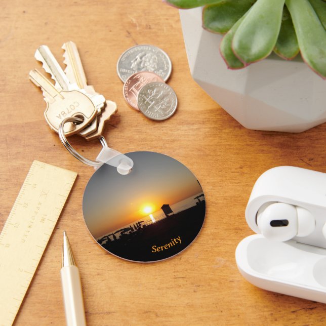 Coastal Summer Sunset Silhouette Keychain (Desk)
