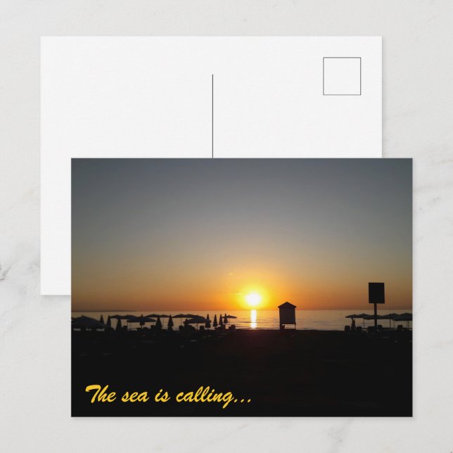 Coastal Summer Sunset Silhouette Postcard (Front/Back)