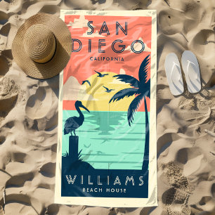 Coastal Summer Vintage Family Beach House Towel