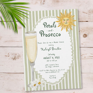 Coastal Sun Palm Petals & Prosecco Bridal Shower Invitation