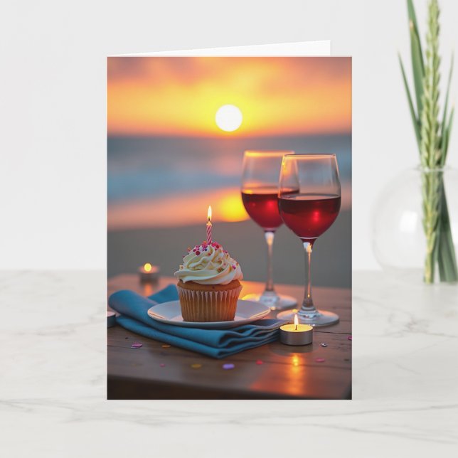 Coastal Sunset Birthday Wish Card (Front)