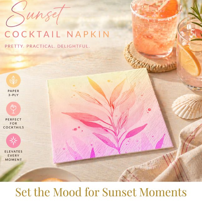 Coastal Sunset Napkins Coastal Party Decor (Elevate your cocktail party with sunset-inspired napkins your guests will love)