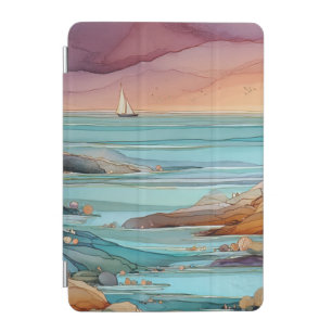 Coastal Sunset Serenity – Watercolor Ocean Seascap iPad Mini Cover