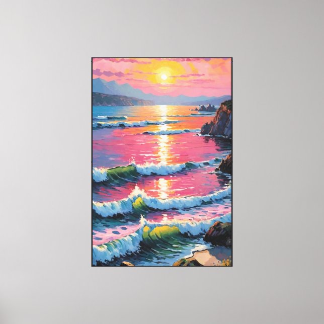 Coastal Sunset with Waves  Abstract wall art (Front)
