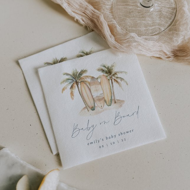 Coastal Surf "Baby on Board" Baby Shower Napkins (Creator Uploaded)