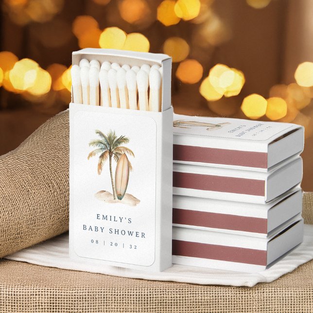 Coastal Surf Baby Shower Favor Matchboxes (Creator Uploaded)