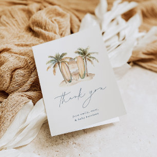 Coastal Surf Baby Shower Letterpress Thank You Card