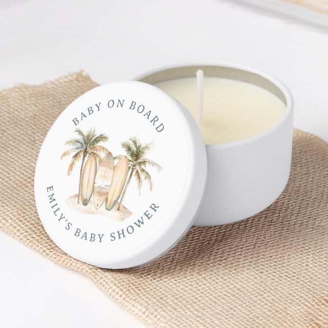 Coastal Surf Baby Shower Mini Candle Favors (Creator Uploaded)