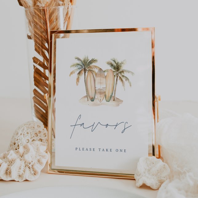 Coastal Surf Theme Baby Shower Favors Sign (Creator Uploaded)