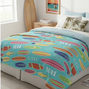 Coastal Surf Theme Beach Lover Fleece Blanket