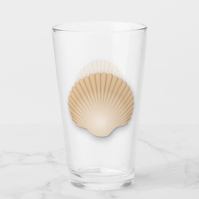 Coastal Tan Scalloped Seashell Glass (Front)