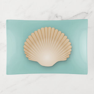 Coastal Tan Scalloped Seashell Trinket Tray