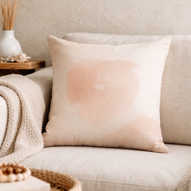 Coastal Taupe Wash Throw Pillow (Beach-inspired neutrals with a fluid wash for serene sofa styling.)