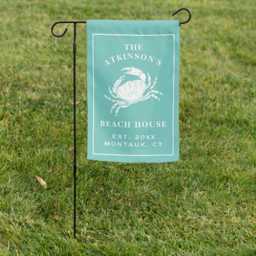 Coastal Teal Crab Nautical Beach House Garden Flag