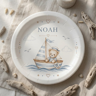 Coastal Teddy Bear Nautical Birthday Paper Plates