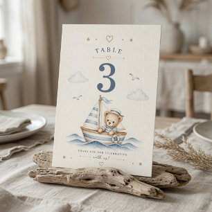 Coastal Teddy Bear Nautical Table Number