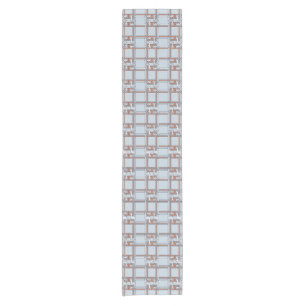Coastal Terracotta Sky Blue Pattern Short Table Runner