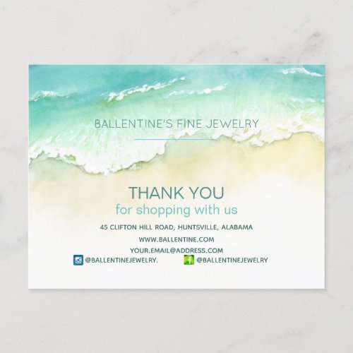 Coastal Thank You for Shopping at our Business Postcard
