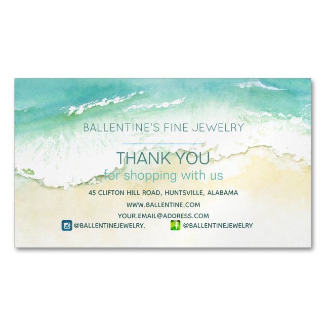 Coastal Thank You Shopping  Business Card Magnet (Front)