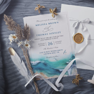 Coastal the Beach Destination QR Code Wedding Invitation