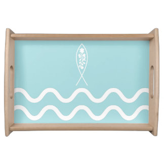 Coastal Theme Fish in Lake Serving Tray