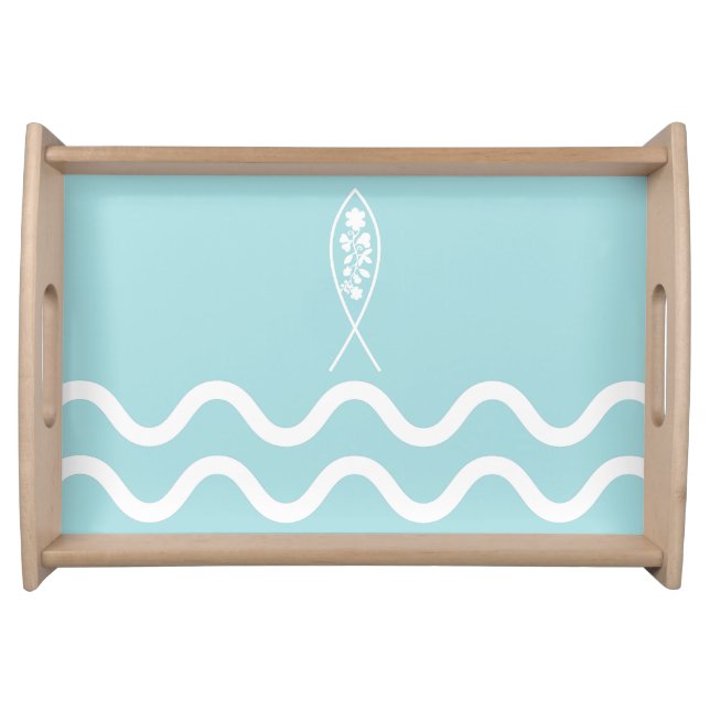 Coastal Theme Fish in Lake  Serving Tray (Front)