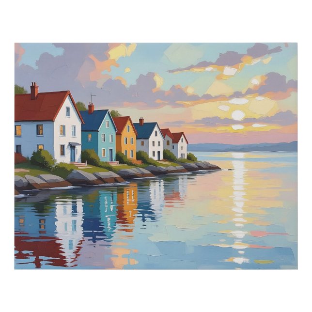 Coastal Themed | Beach Homes on the Bay   Faux Canvas Print (Front)