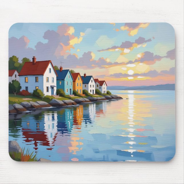 Coastal Themed | Beach Homes on the Bay   Mouse Pad (Front)