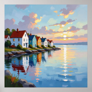 Coastal Themed Beach Homes on the Bay Poster