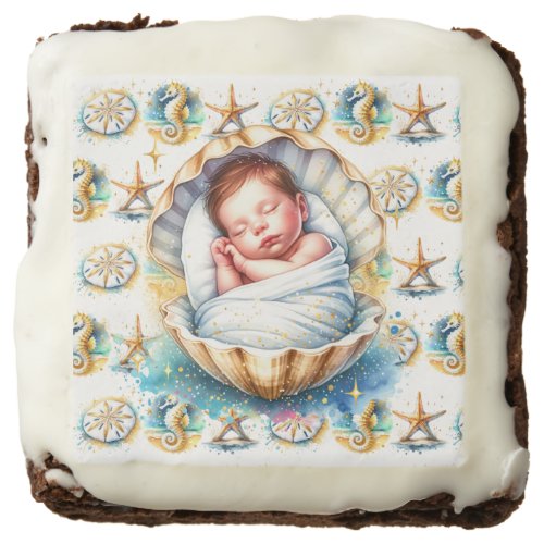 Coastal Themed Beachy Boys Baby Shower Brownie