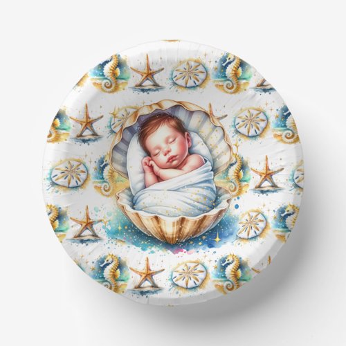 Coastal Themed Beachy Boys Baby Shower Paper Bowls