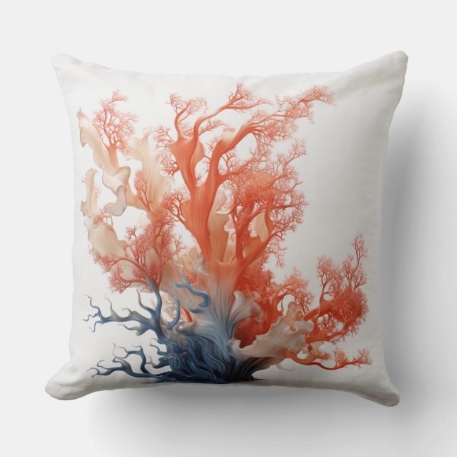 Coastal Themed Coral Throw PIllow (Front)