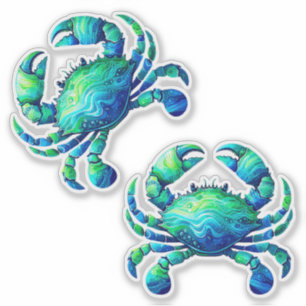 Coastal Tie Dye Crabs Sticker