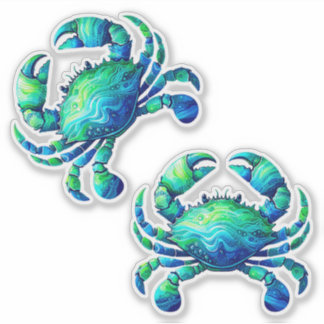 Coastal Tie Dye Crabs Sticker