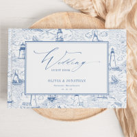 Coastal Toile Lighthouse Blue Wedding