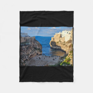 Coastal Town Monopoli Sticker  Fleece Blanket