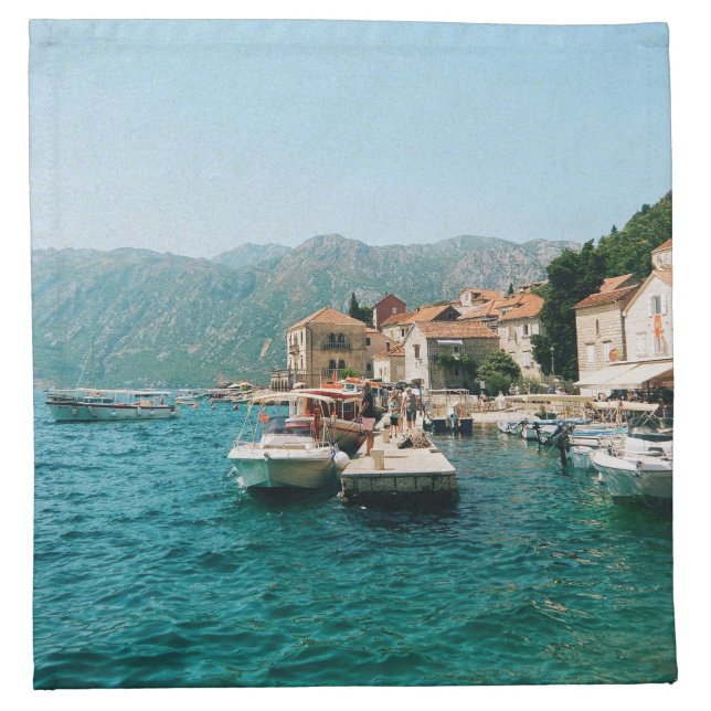 Coastal town of Perast,  Montenegro  Cloth Napkin (Front)